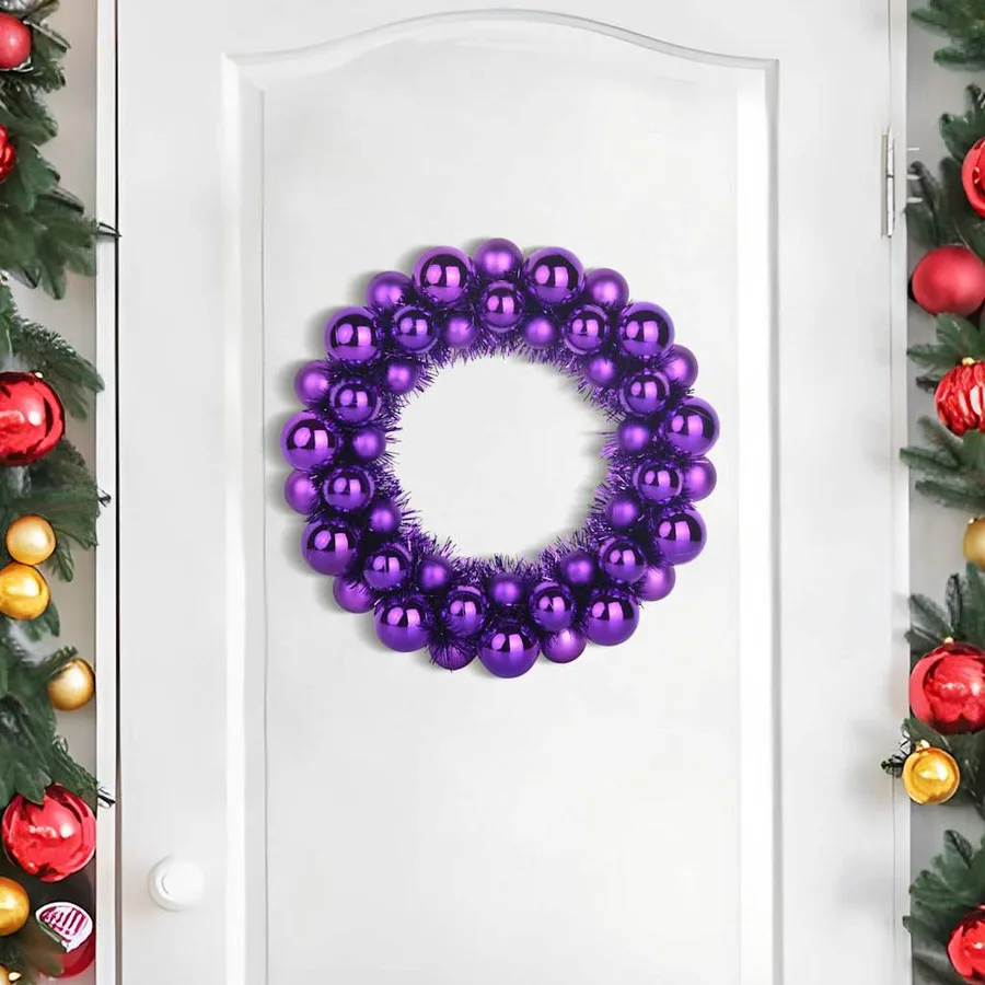Couronnes de Boules de Noël 2 pcs Lilas 33 x 33 x 7 cm - 3