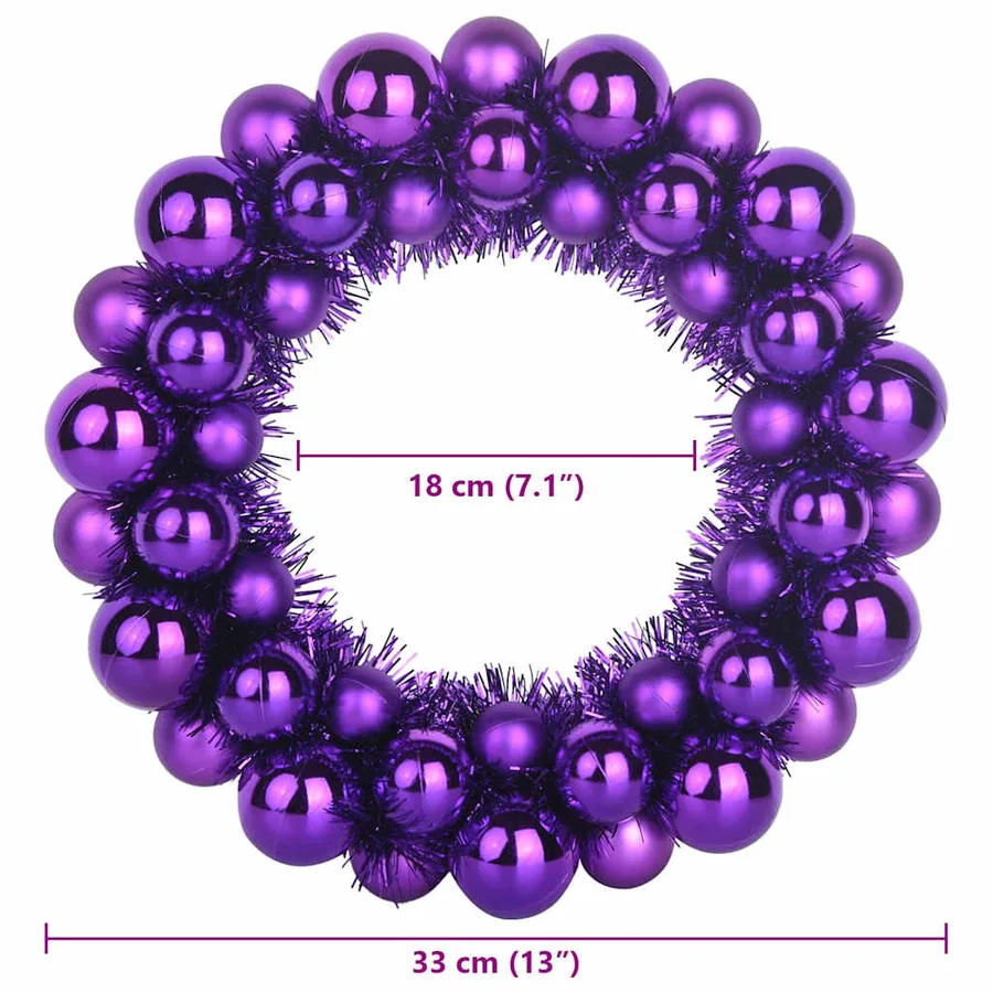 Couronnes de Boules de Noël 2 pcs Lilas 33 x 33 x 7 cm - 8