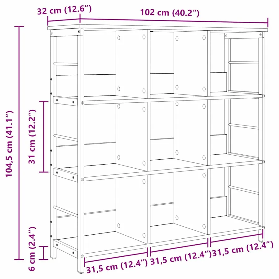 Étagère Chêne Sonoma 102 x 32 x 104,5 cm Bois d'ingénierie - 11