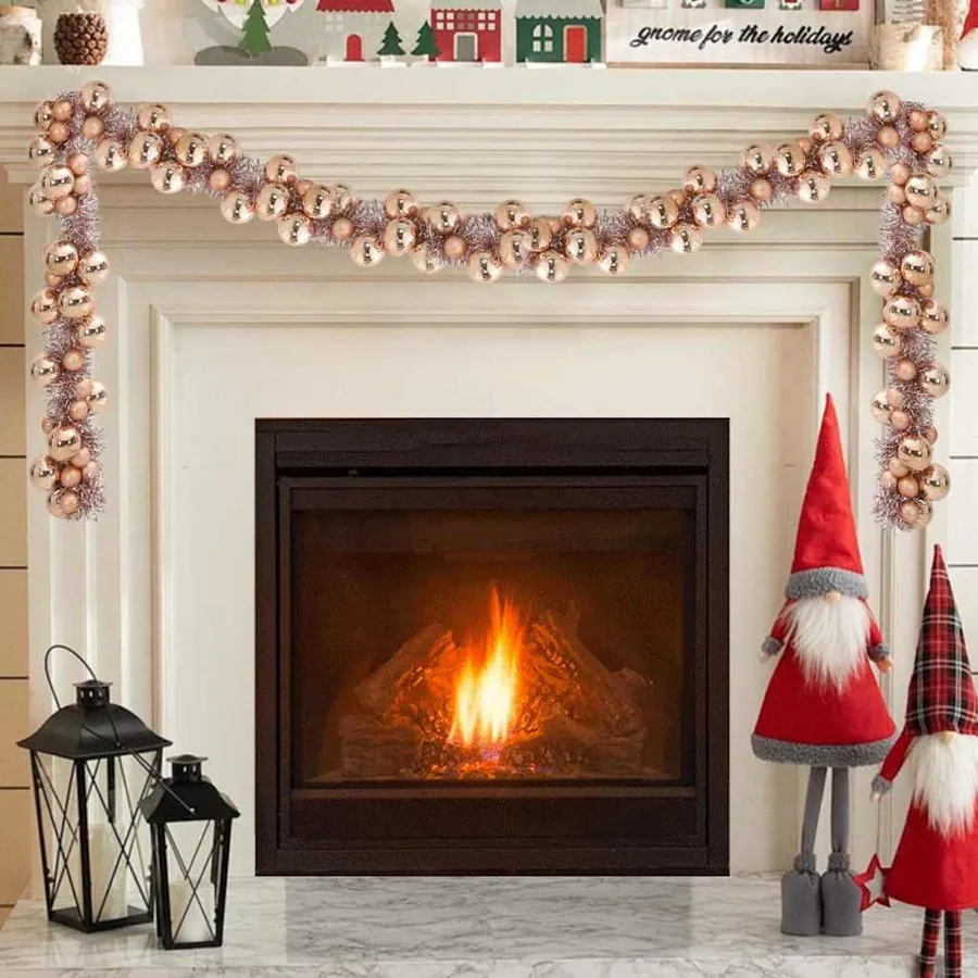 Guirlande de Boules de Noël Rose doré 186 cm Polystyrène