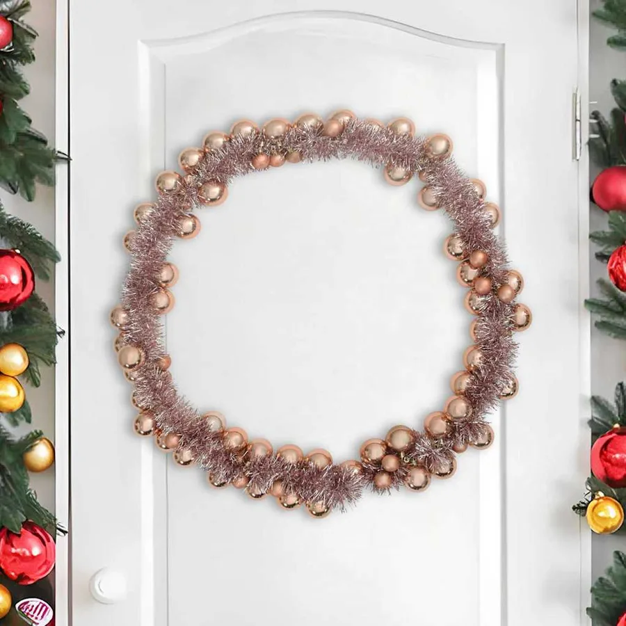 Guirlande de Boules de Noël Rose doré 186 cm Polystyrène - 3