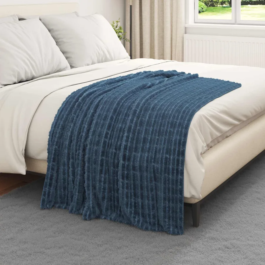 Jeté Bleu marine 150 x 130 cm Toison - 3