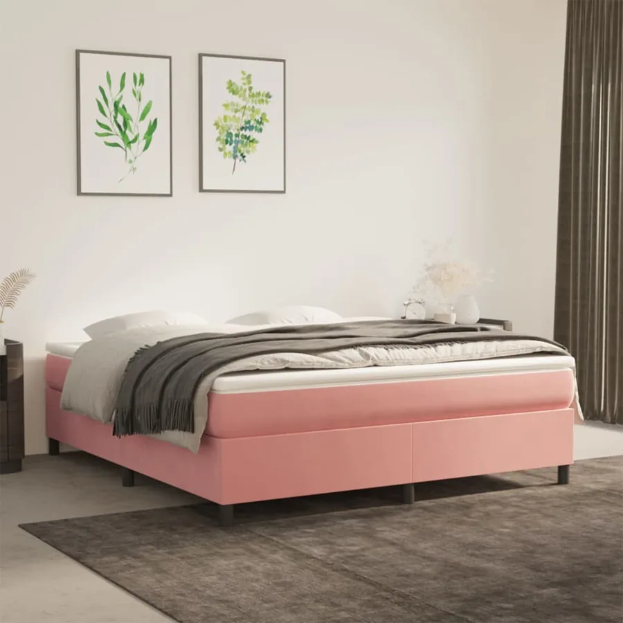 Sommier à lattes de lit avec matelas Rose 160x200 cm Velours