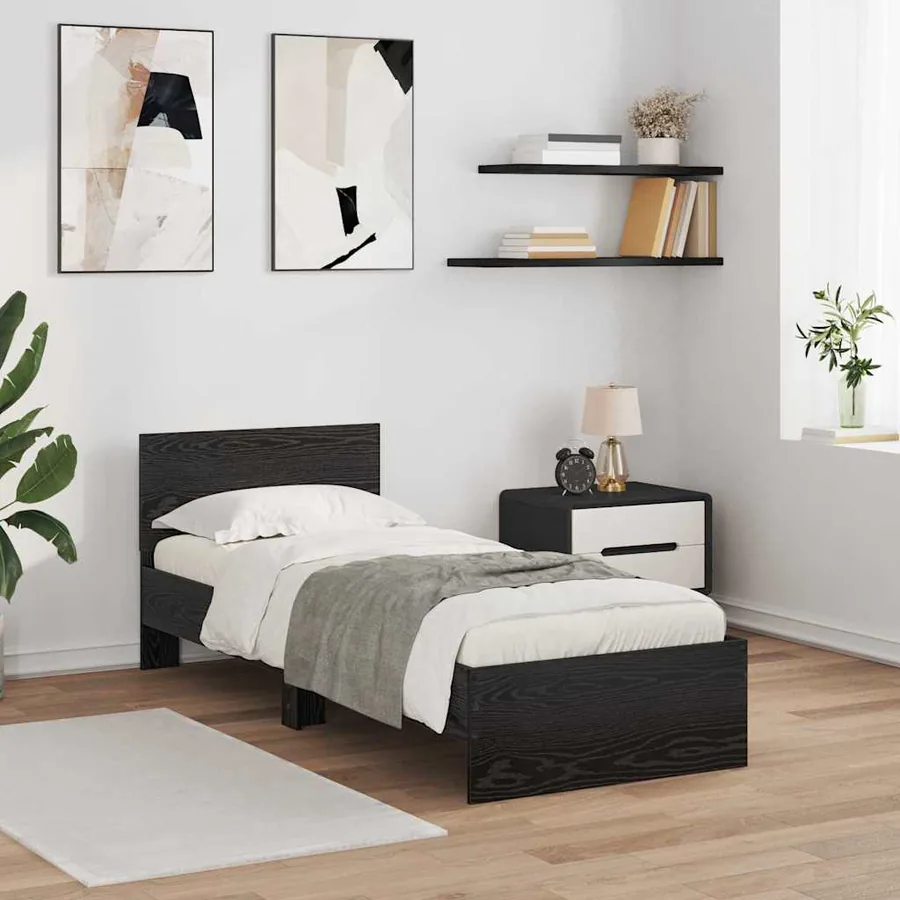 Cadre de lit Chêne noir 75 x 190 cm Bois d'ingénierie