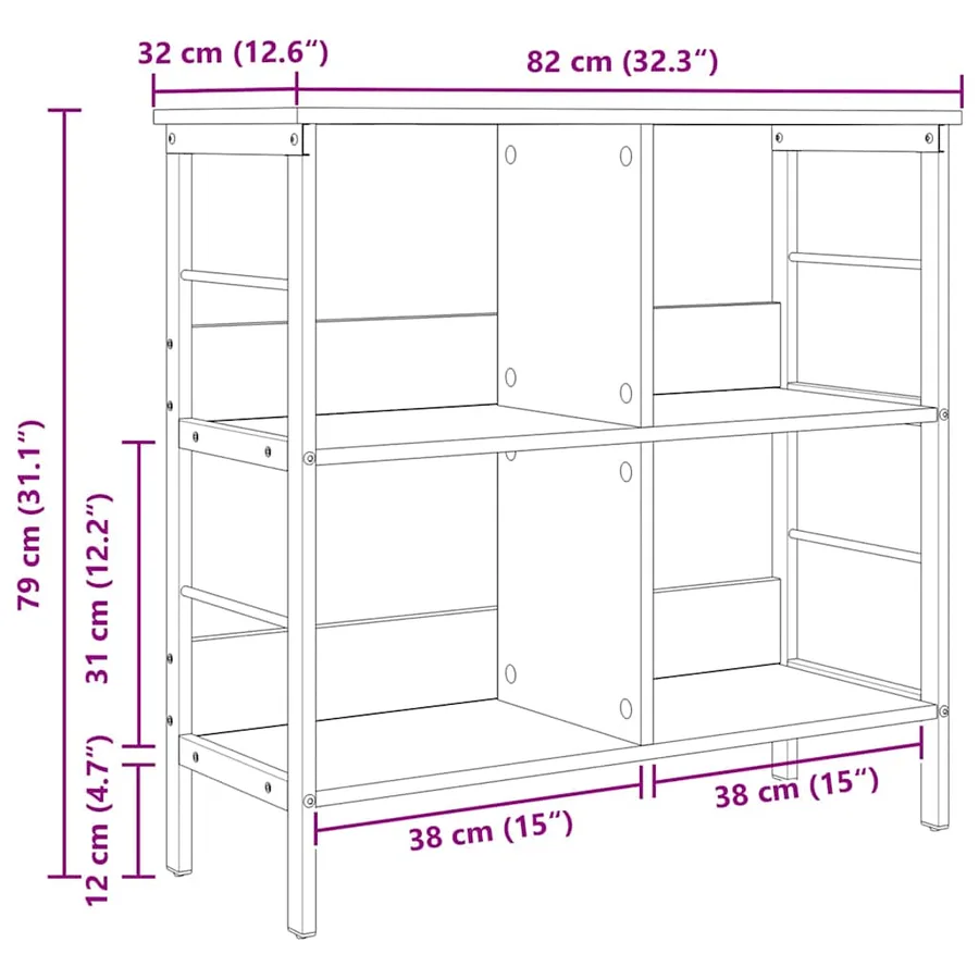 Étagère 4 niveaux 82 x 32 x 79 cm Bois d'ingénierie - 12