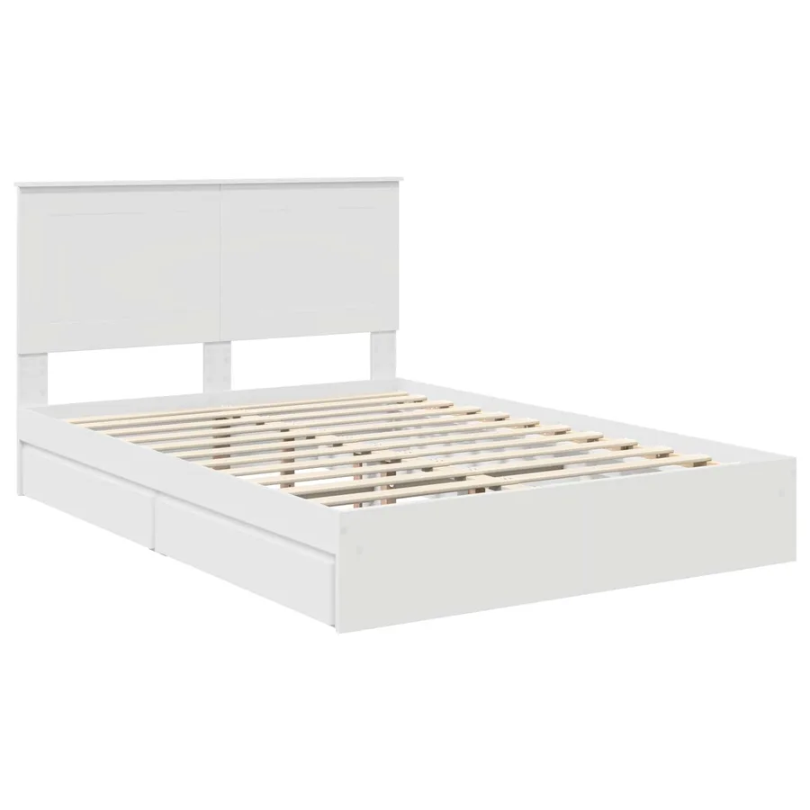 Lit de Rangement Blanc 160 x 200 cm Bois d'ingénierie - 4
