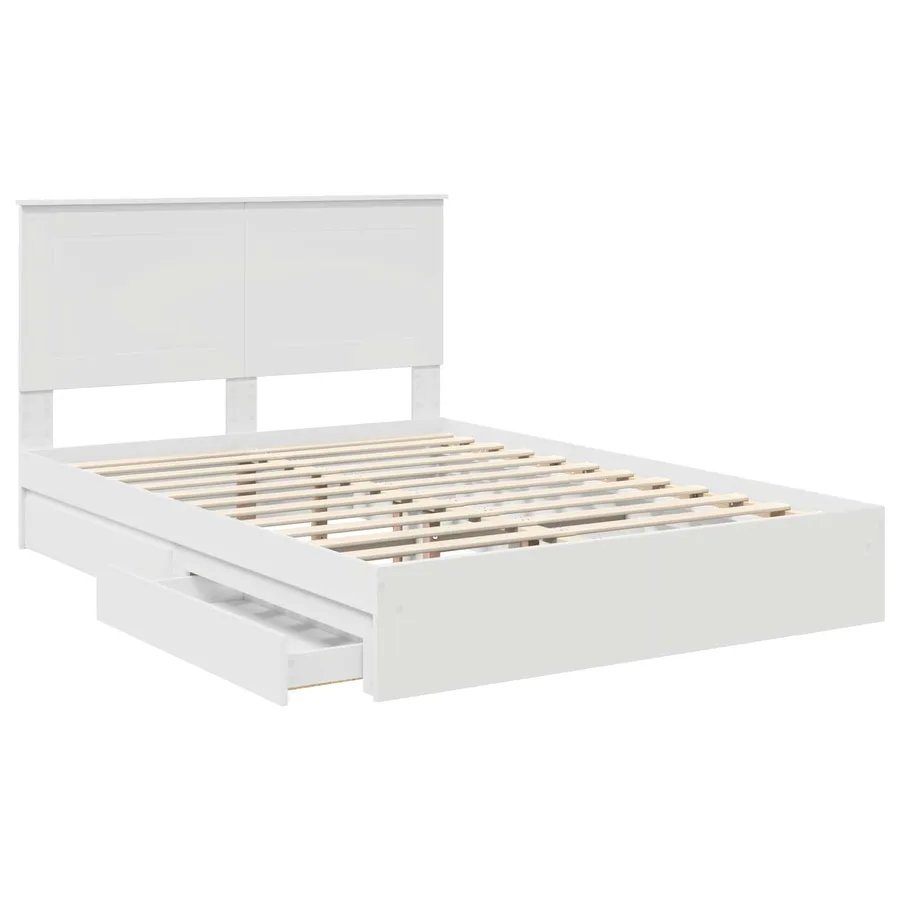 Lit de Rangement Blanc 160 x 200 cm Bois d'ingénierie - 5