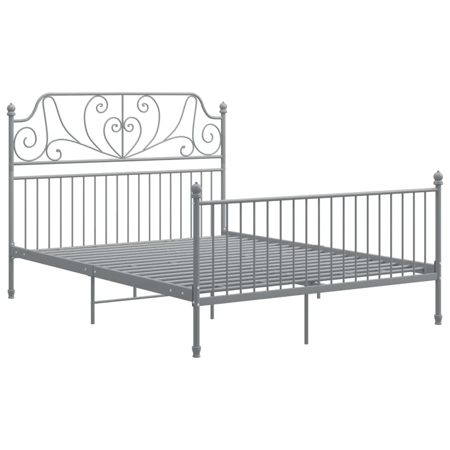 Cadre de lit sans matelas gris métal 160x200 cm - 2