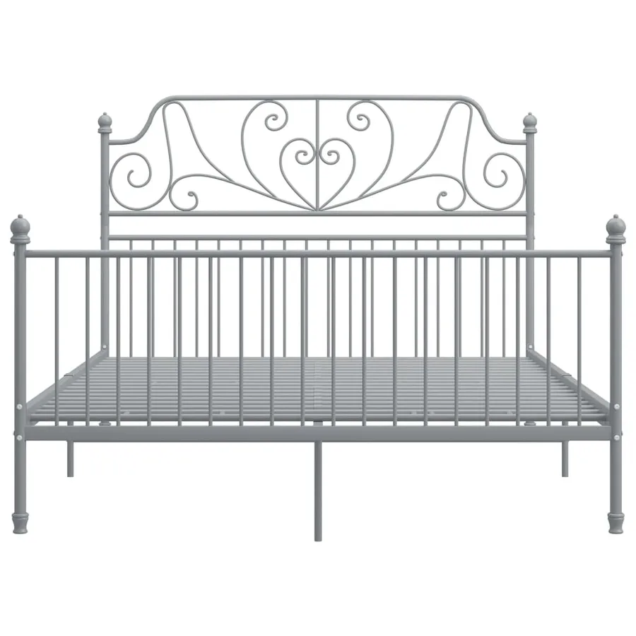 Cadre de lit sans matelas gris métal 160x200 cm - 3