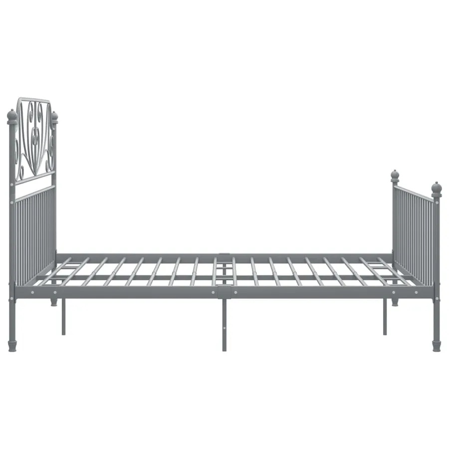 Cadre de lit sans matelas gris métal 160x200 cm - 4