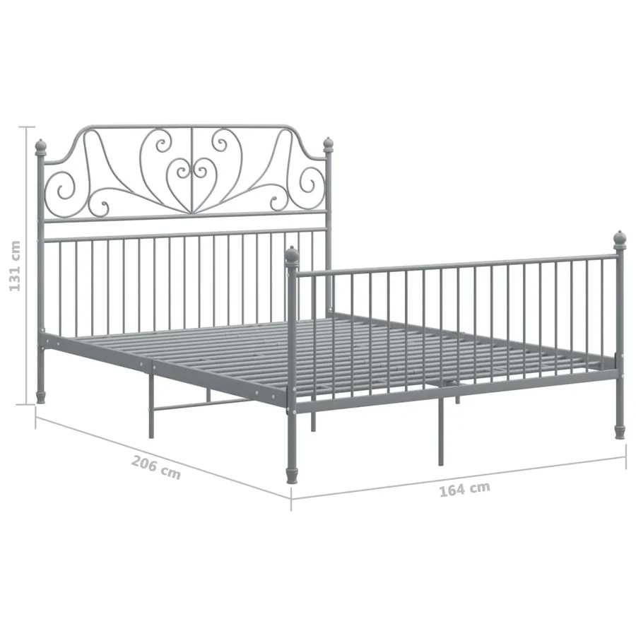 Cadre de lit sans matelas gris métal 160x200 cm - 6