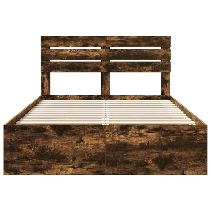 Cadre de lit Chêne fumé 140 x 190 cm Pin massif - 7