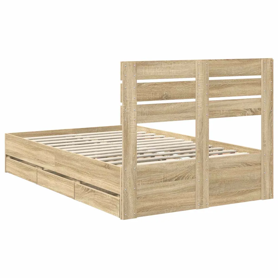 Cadre de lit Chêne Sonoma 120 x 200 cm Bois Ingénierie - 10