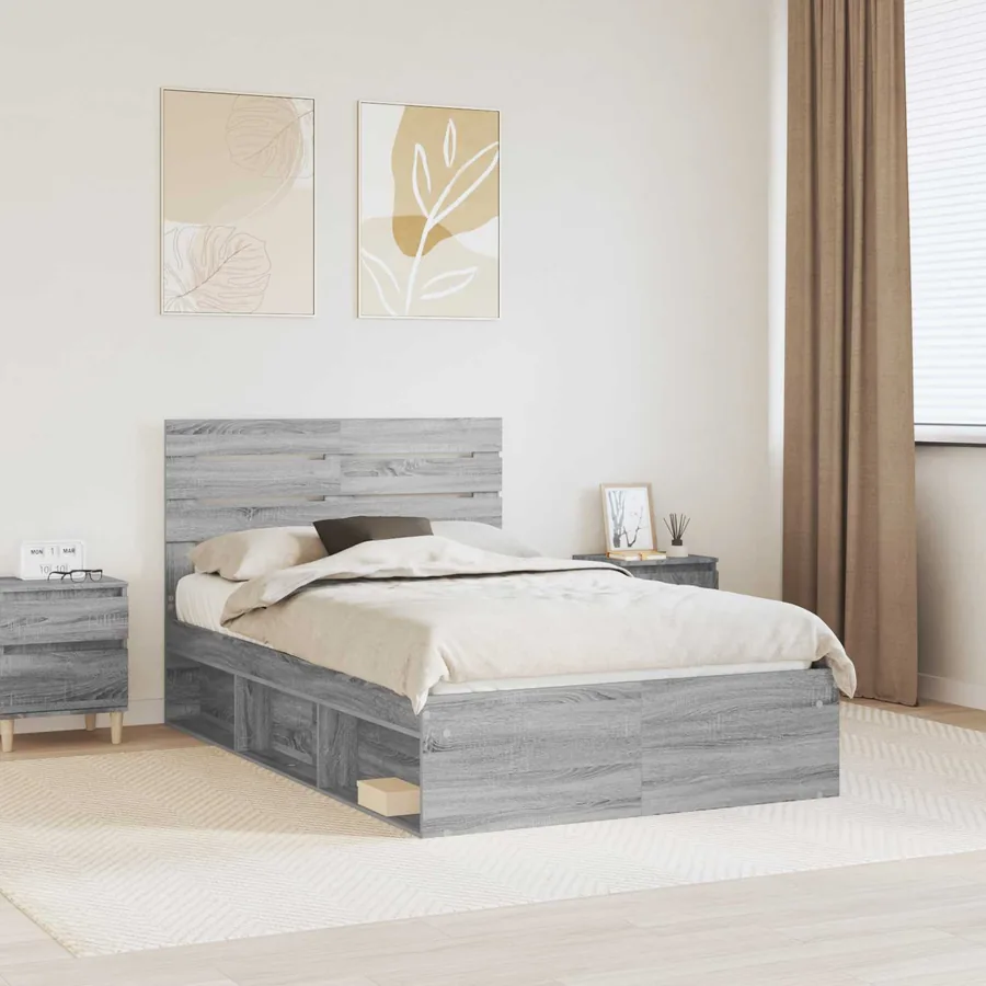 Cadre de lit Gris Sonoma 120 x 190 cm Pin massif