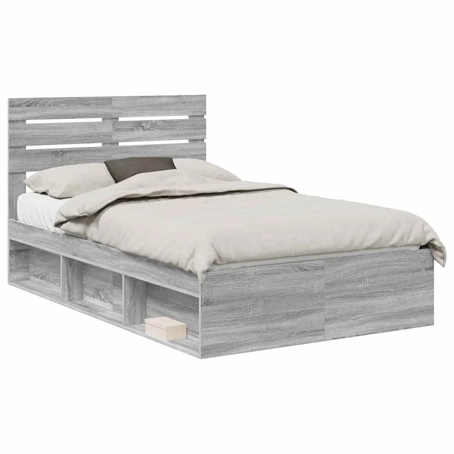 Cadre de lit Gris Sonoma 120 x 190 cm Pin massif - 2
