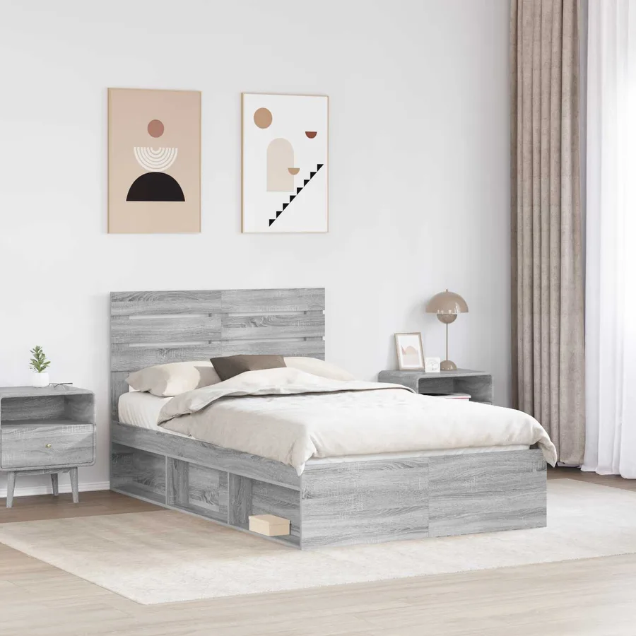 Cadre de lit Gris Sonoma 120 x 190 cm Pin massif - 3