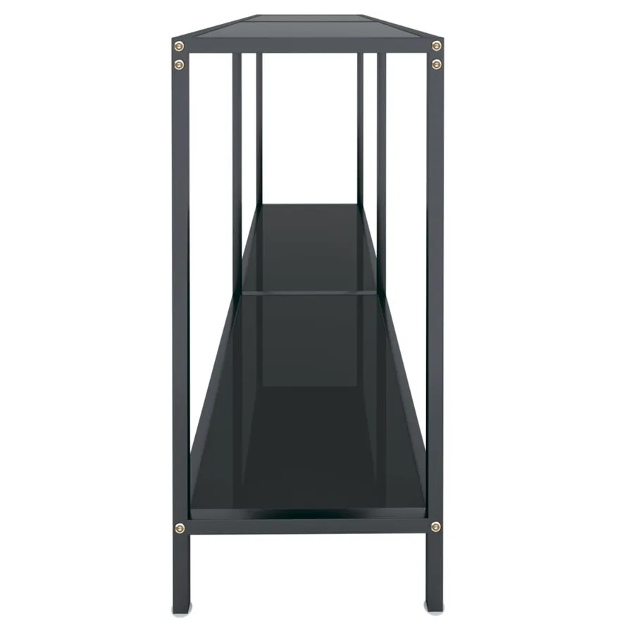 Table console Noir 140x35x75,5 cm Verre trempé - 4