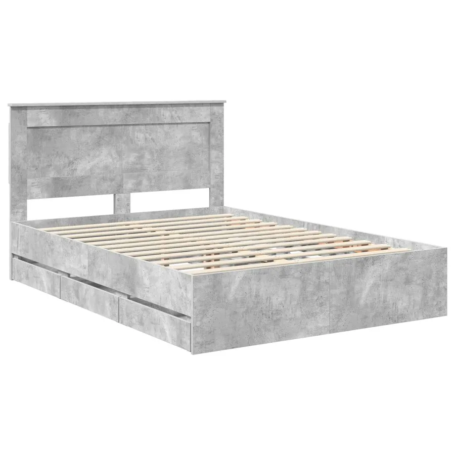 Cadre de lit Gris béton 160 x 200 cm Bois Ingénierie - 4