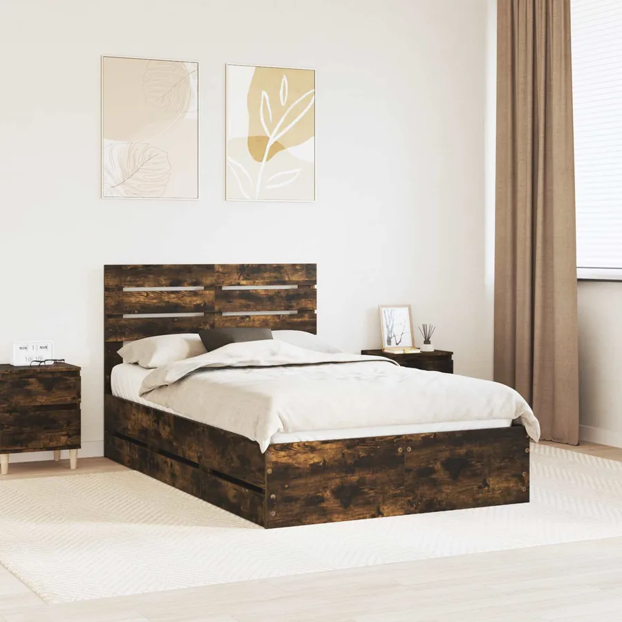 Cadre de lit Chêne fumé 120 x 190 cm Bois Ingénierie