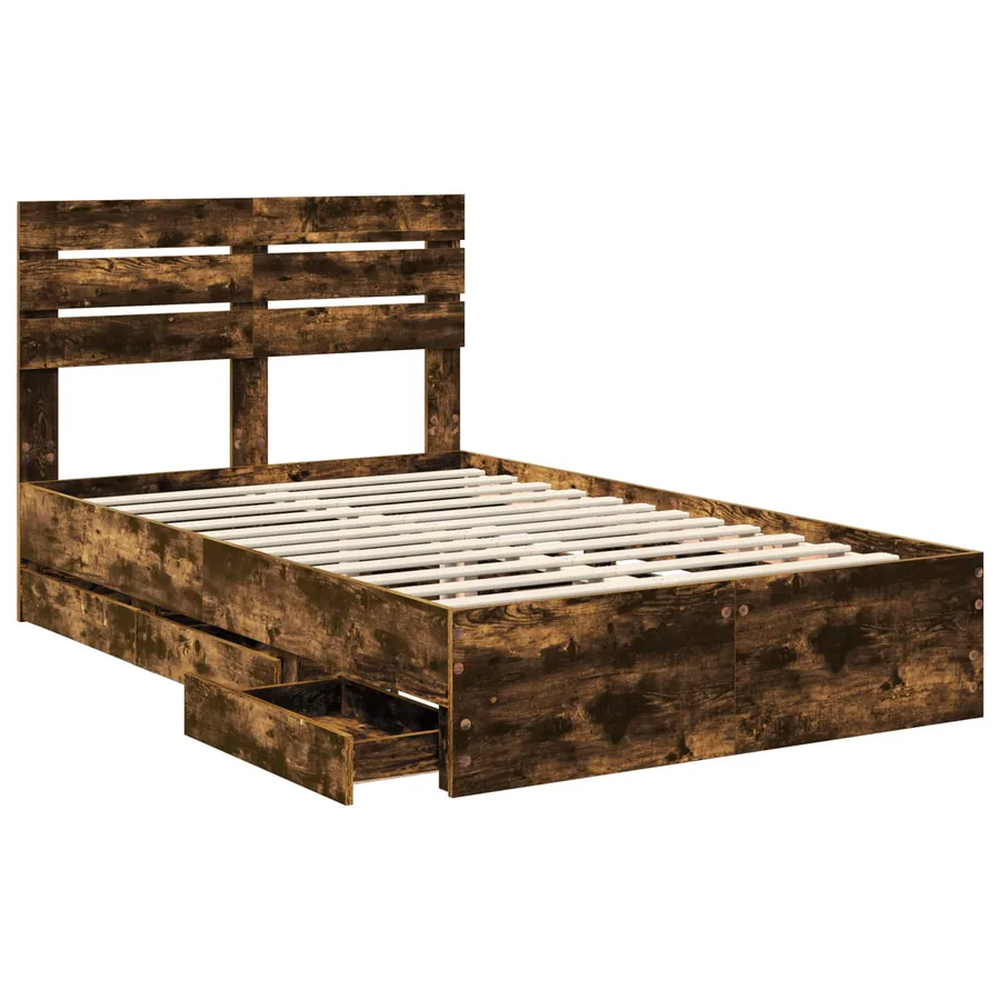 Cadre de lit Chêne fumé 120 x 190 cm Bois Ingénierie - 5
