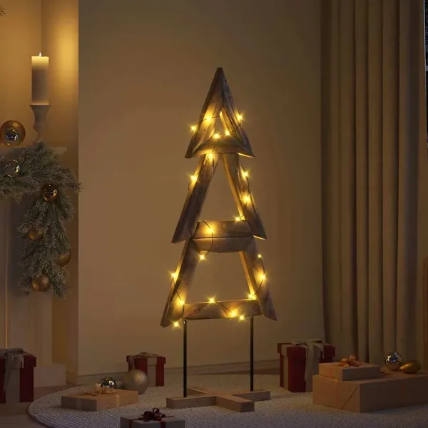Sapin de Noël avec support Marron 149,5 cm Bois de teck solide
