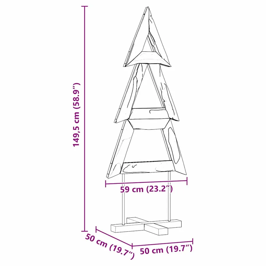 Sapin de Noël avec support Marron 149,5 cm Bois de teck solide - 11