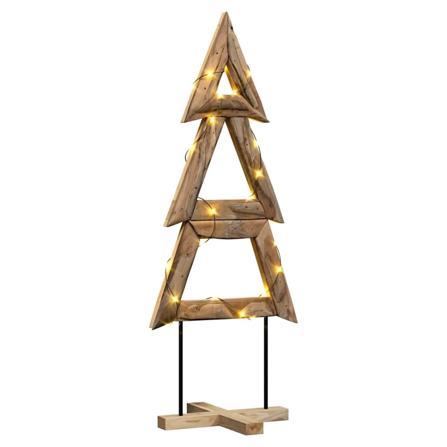 Sapin de Noël avec support Marron 149,5 cm Bois de teck solide - 3