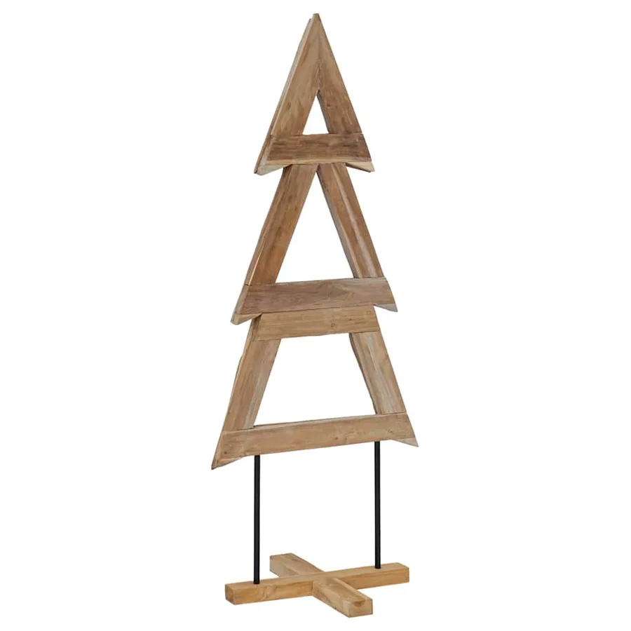 Sapin de Noël avec support Marron 149,5 cm Bois de teck solide - 6