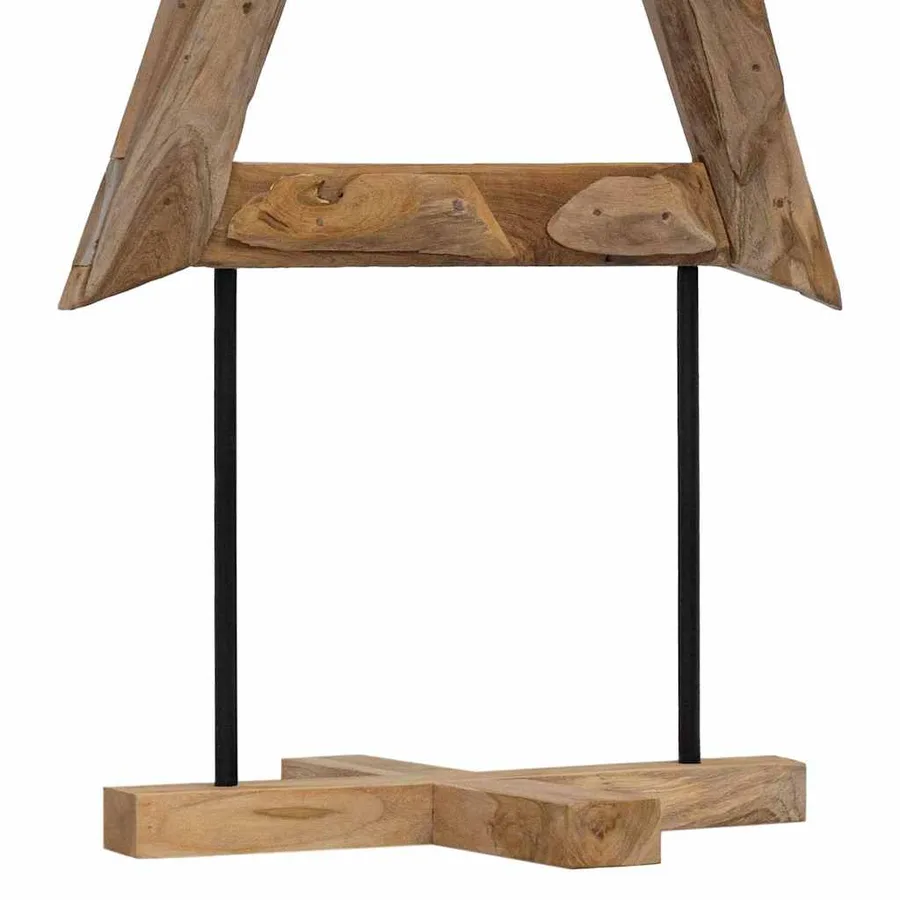 Sapin de Noël avec support Marron 149,5 cm Bois de teck solide - 9