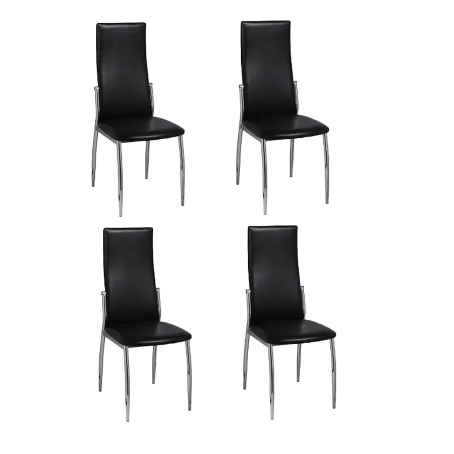 Chaises à manger lot de 4 noir similicuir - 2