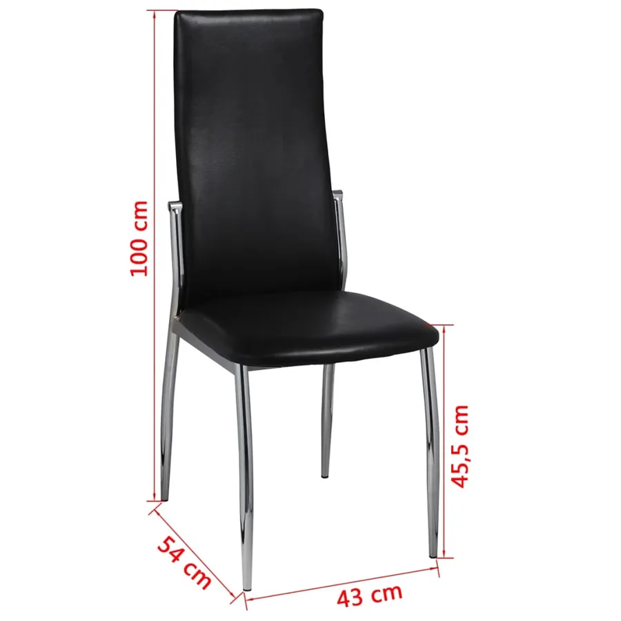 Chaises à manger lot de 4 noir similicuir - 8
