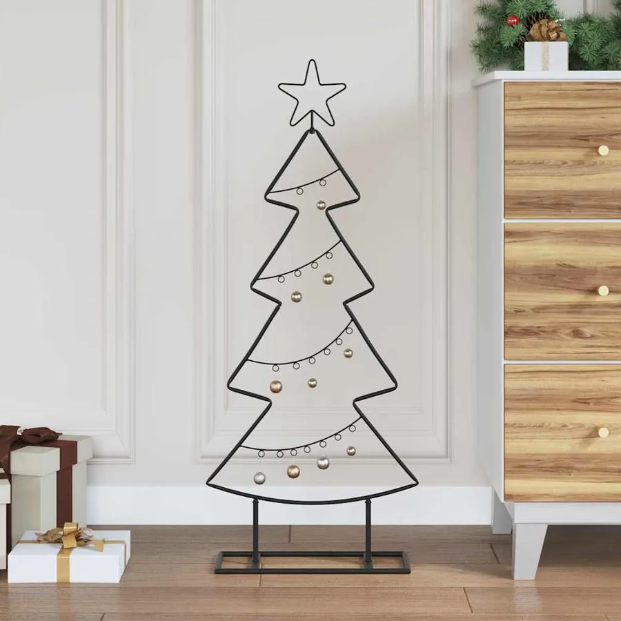 Arbre de Noël en métal avec support Noir 90,5 cm Acier