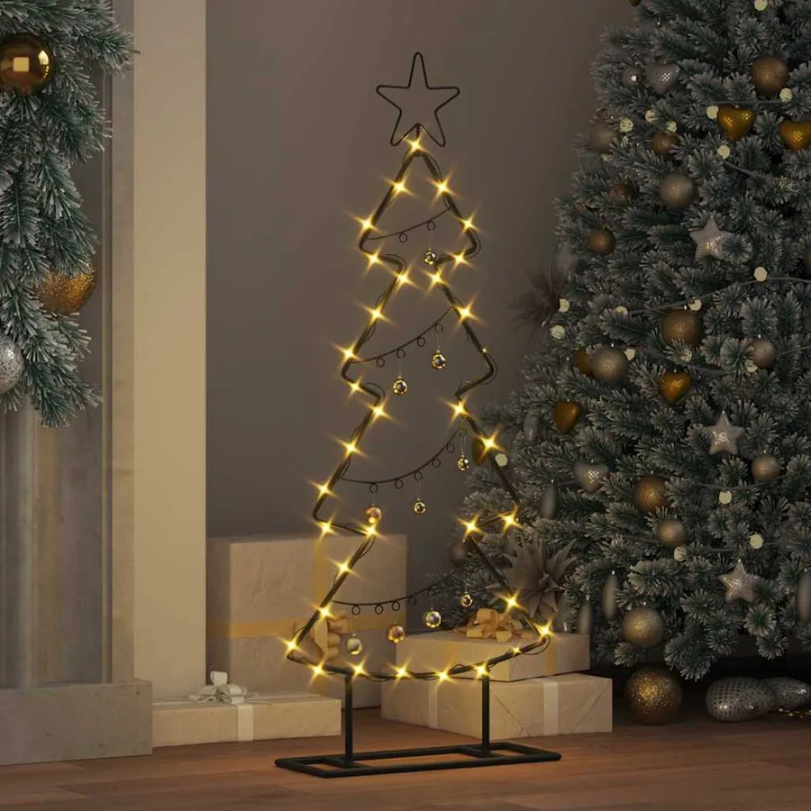 Arbre de Noël en métal avec support Noir 90,5 cm Acier - 4