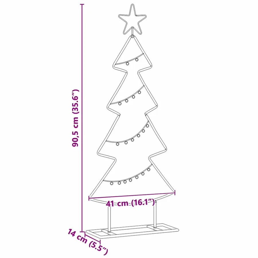 Arbre de Noël en métal avec support Noir 90,5 cm Acier - 9