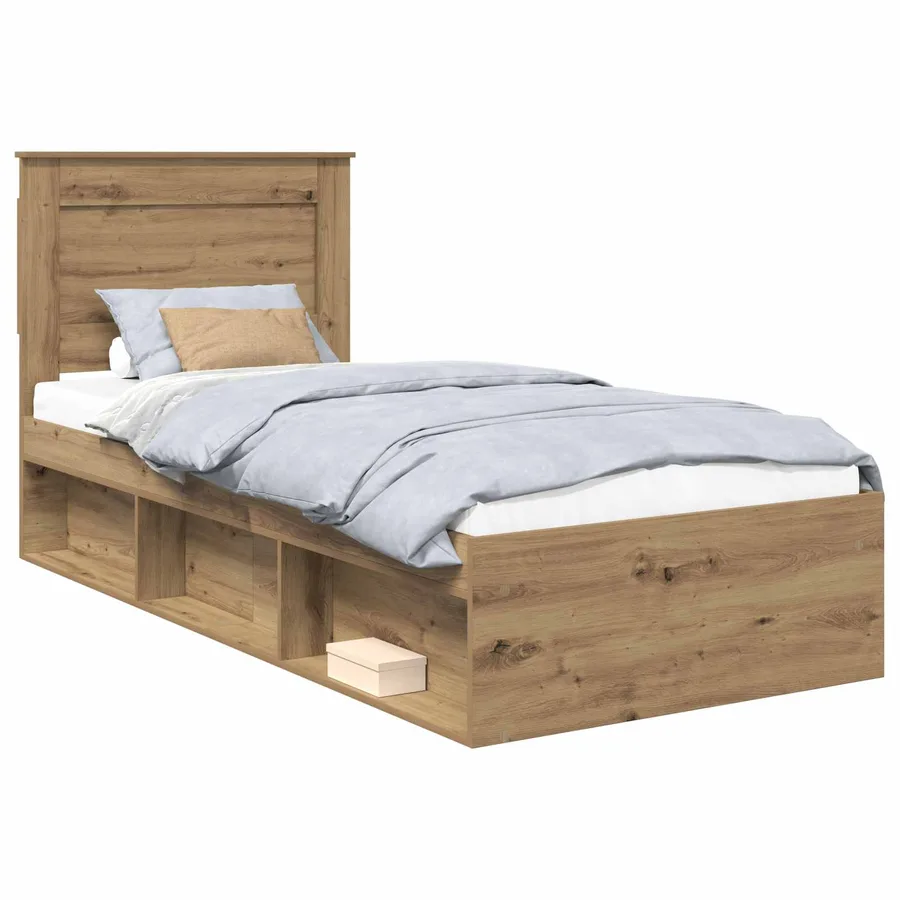 Cadre de lit Chêne artisan 75 x 190 cm Pin massif - 2