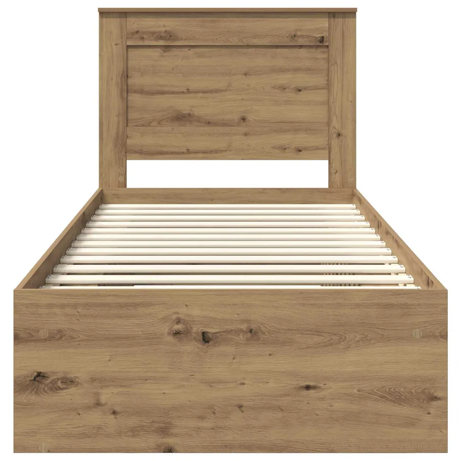 Cadre de lit Chêne artisan 75 x 190 cm Pin massif - 7