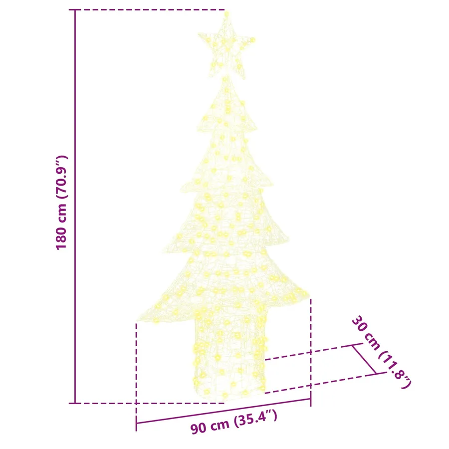 Sapin de Noël avec 240 LED Blanc chaud 150 cm Acrylique - 8