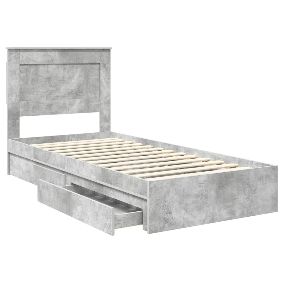 Lit de Rangement Gris béton 75 x 190 cm Bois d'ingénierie - 5