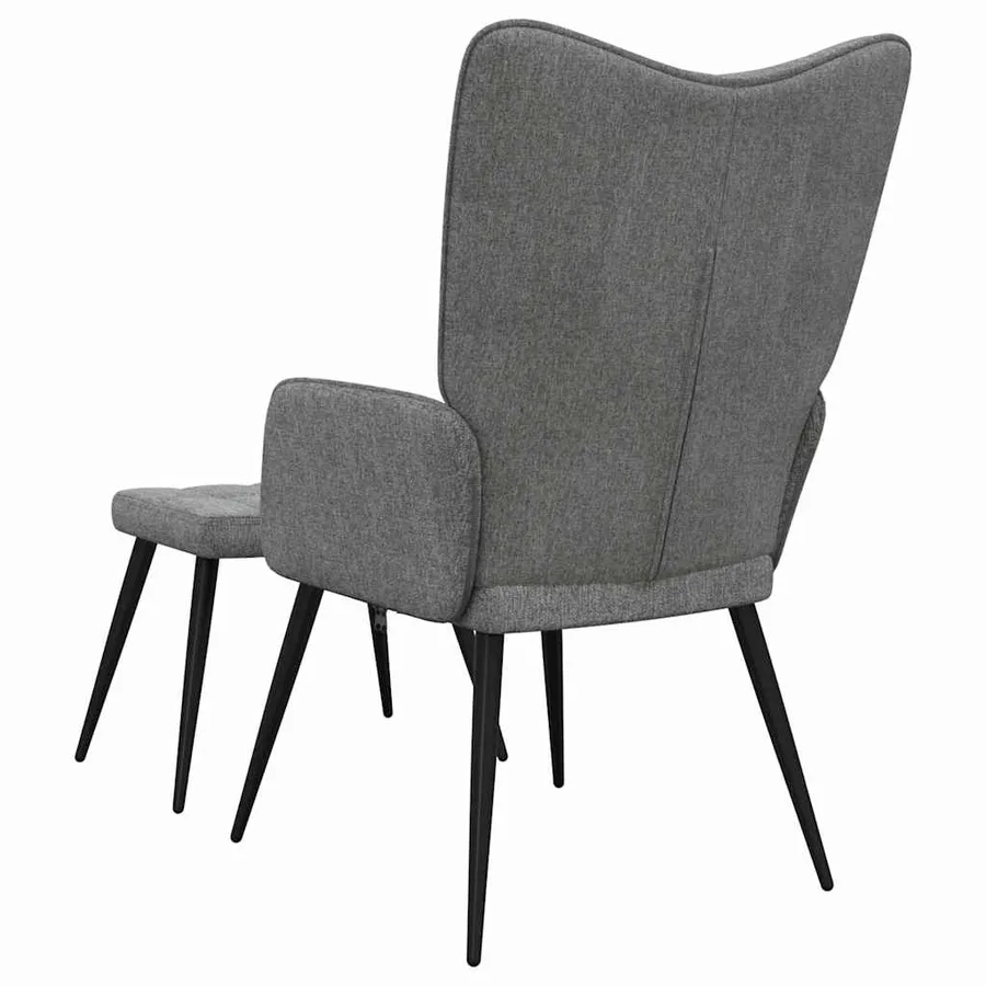 Chaise de relaxation avec tabouret Gris foncé Tissu - 9