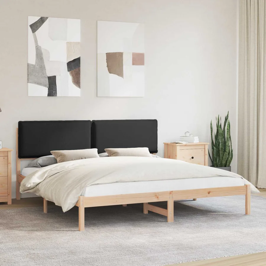 Cadre de lit avec tête de lit rembourrée Noir 180 x 200 cm