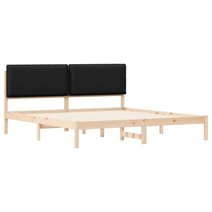 Cadre de lit avec tête de lit rembourrée Noir 180 x 200 cm - 4