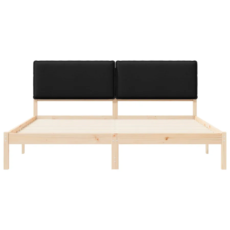 Cadre de lit avec tête de lit rembourrée Noir 180 x 200 cm - 5
