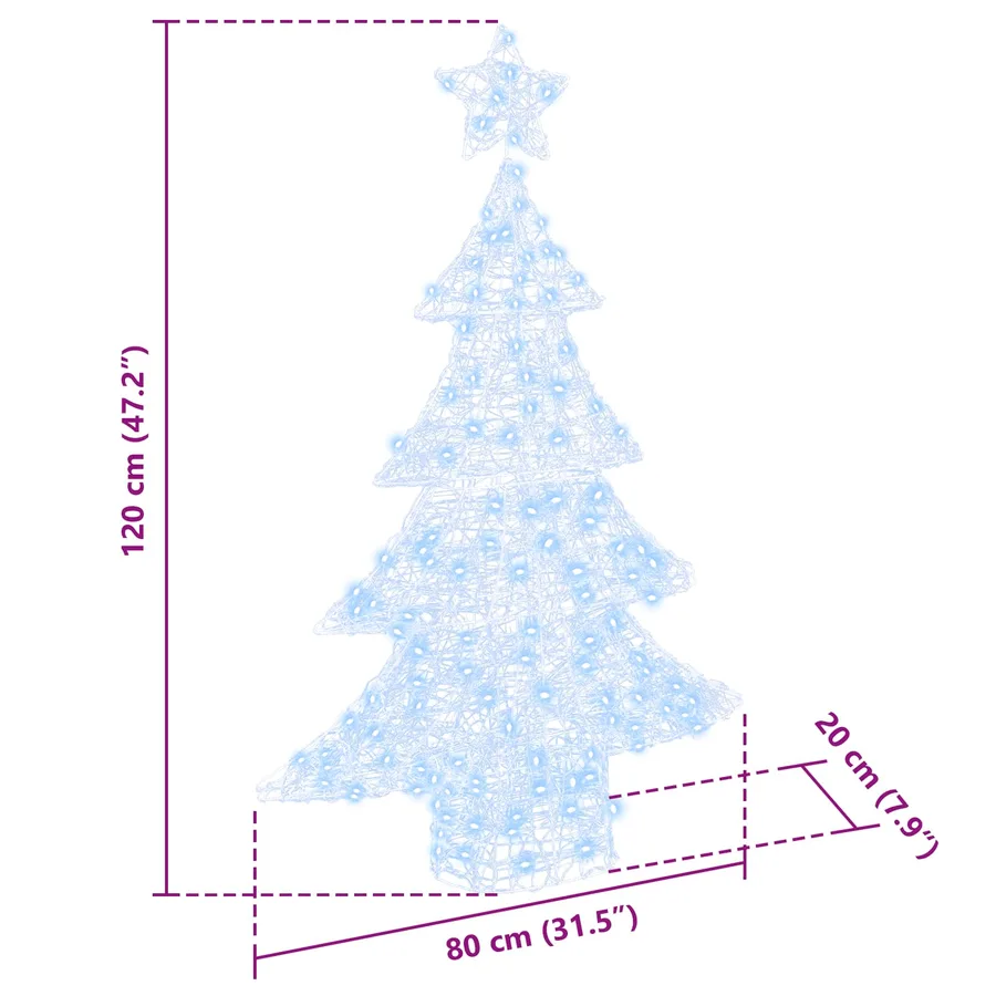 Sapin de Noël avec 100 LED Blanc froid 120 cm Acrylique - 10