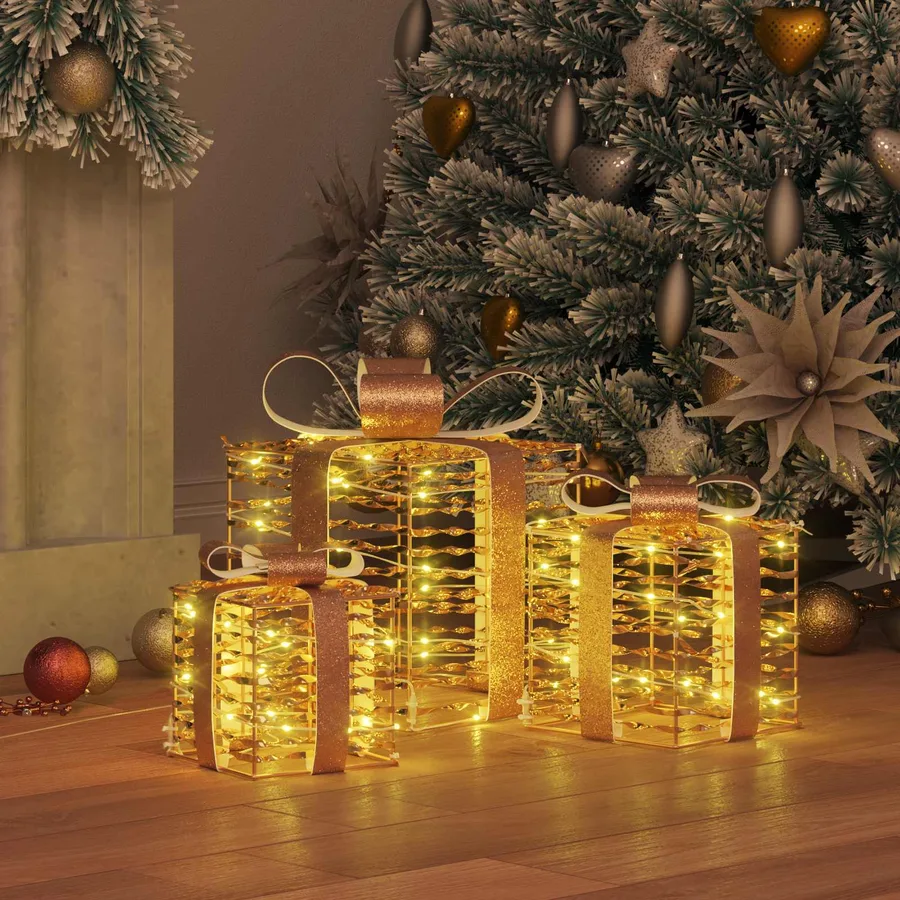 Boîte Cadeau avec 60 LED 3 pcs Blanc chaud 20 x 20 x 20 cm PET - 3