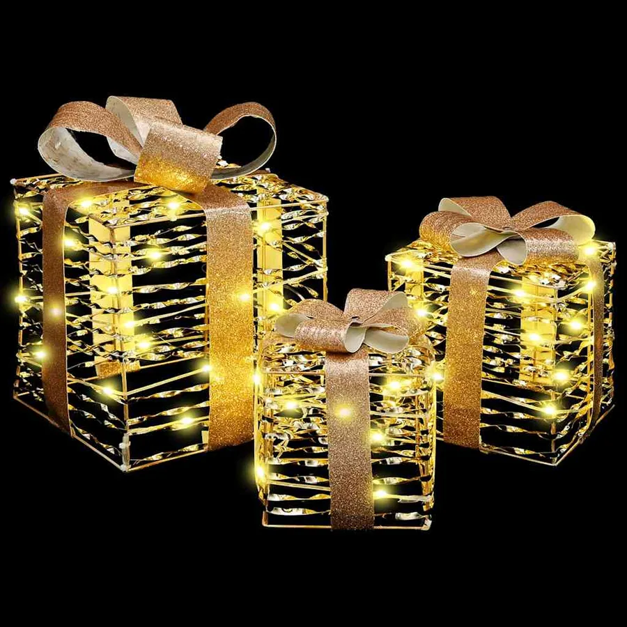 Boîte Cadeau avec 60 LED 3 pcs Blanc chaud 20 x 20 x 20 cm PET - 5