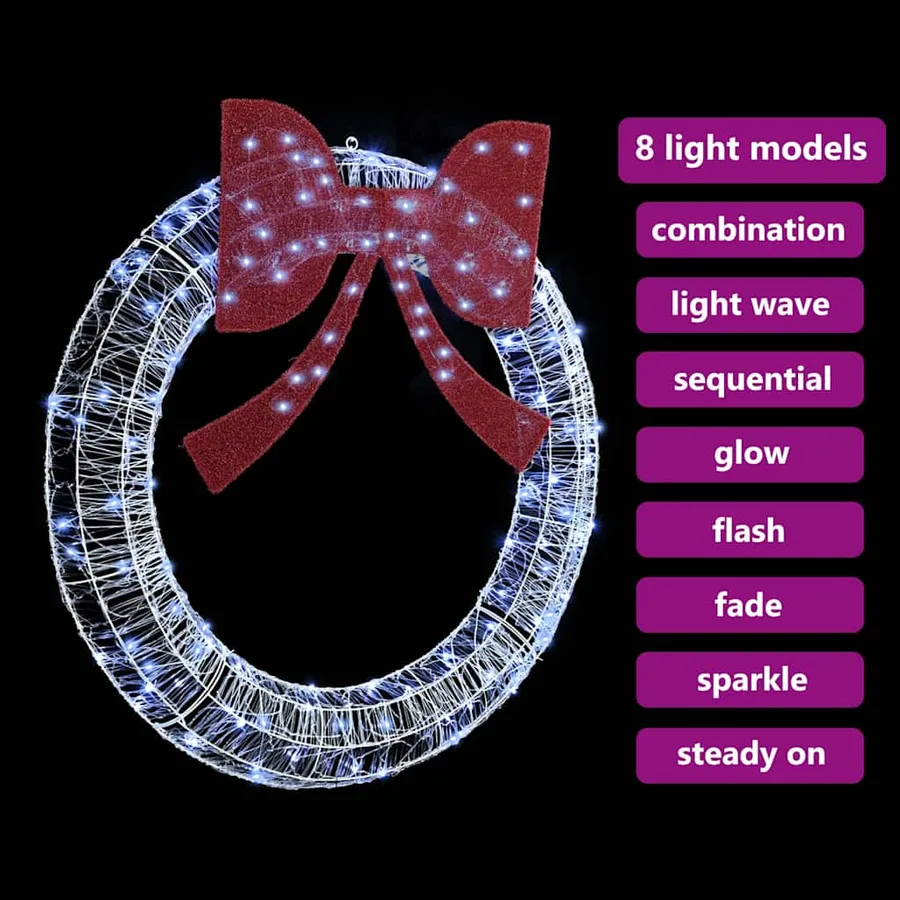 Couronne avec 150 LED Blanc froid 120 cm Acrylique - 8
