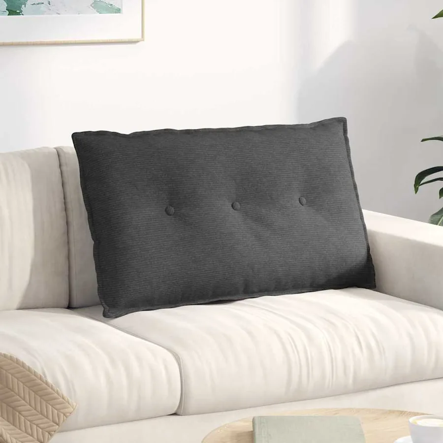 Coussin de Dos Gris foncé 80 x 50 cm Tissu en velours côtelé