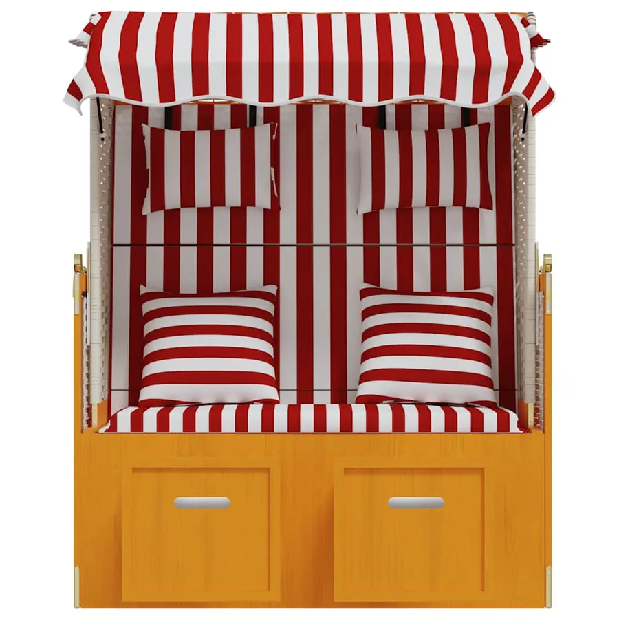 Strandkorb avec coussins résine tressée bois solide blanc gris - 50