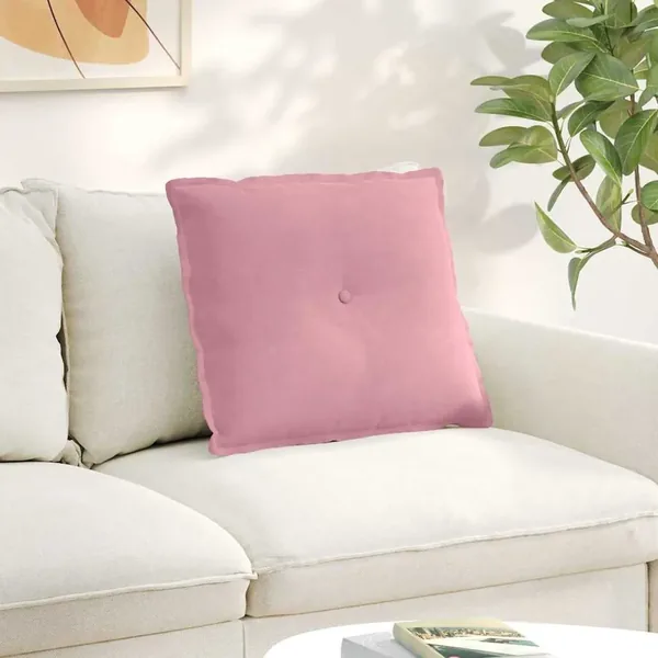 Coussin de Dos Rose 60 x 50 cm Tissu en velours côtelé