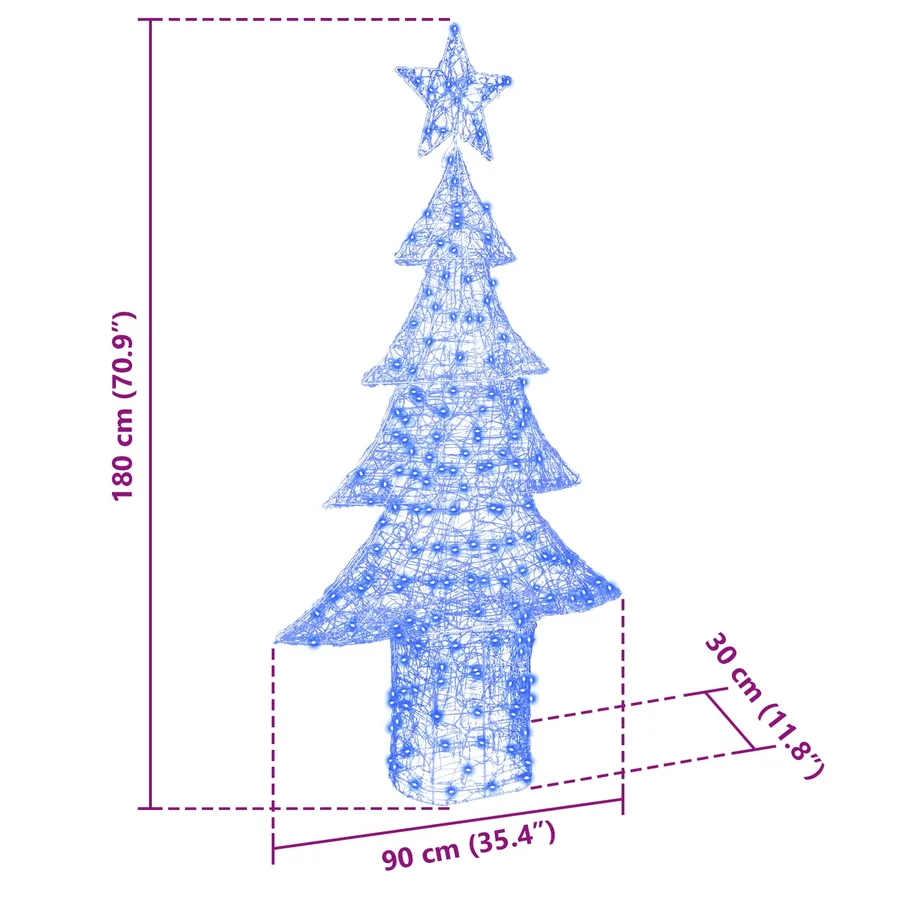 Sapin de Noël avec 240 LED Bleu 180 cm Acrylique - 10